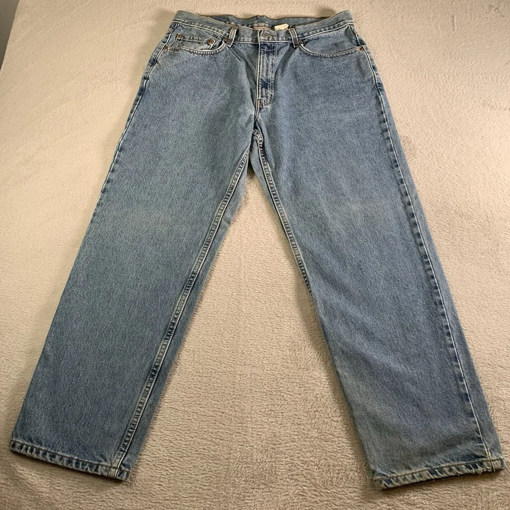 Vintage Levis 550 Jeans Mens 35x30 Blue‎ Light Wash Relaxed Fit Tapered Red Tab
